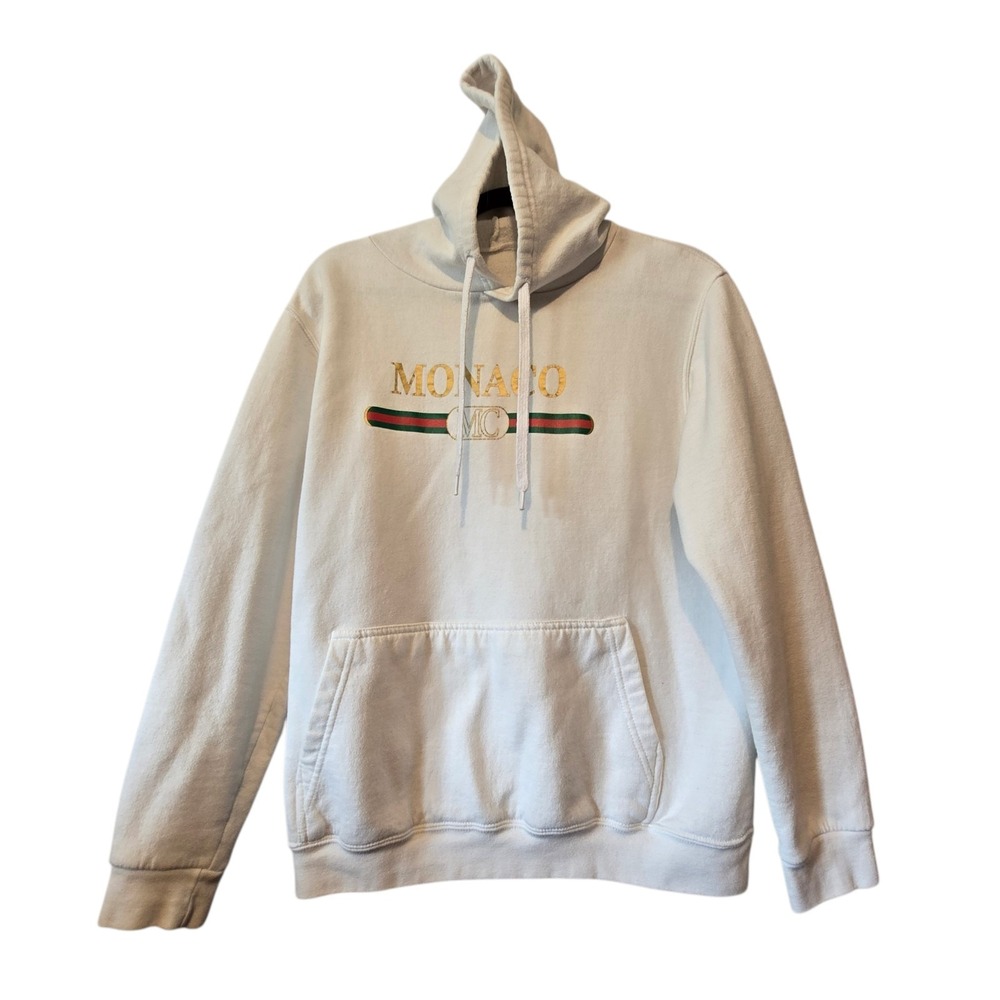 Sol's-Snake Monaco Hoodie Womens MED White Pockets Drawstring Hood Fleece